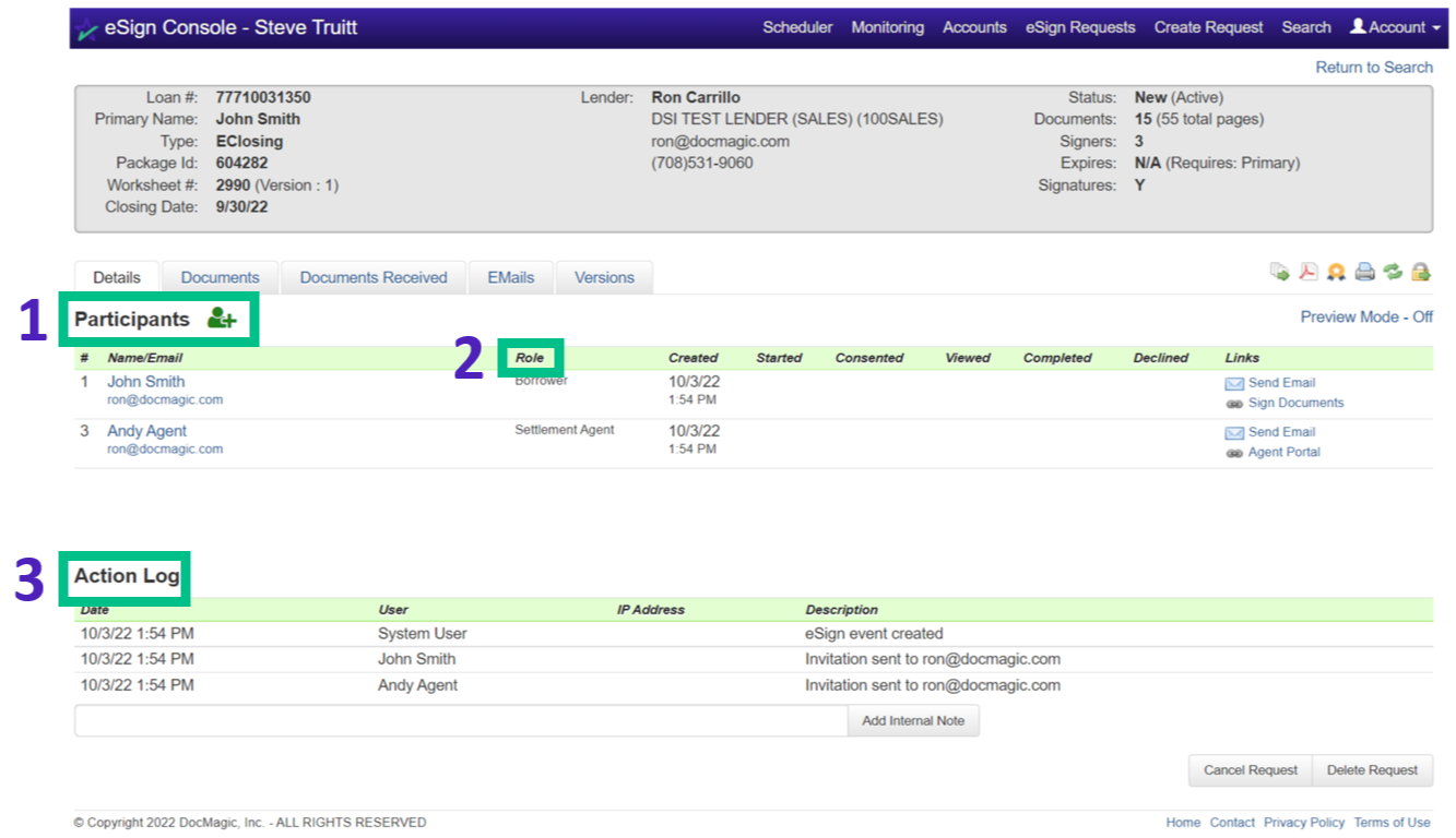 Screenshot of the eSign Console - Details Tab